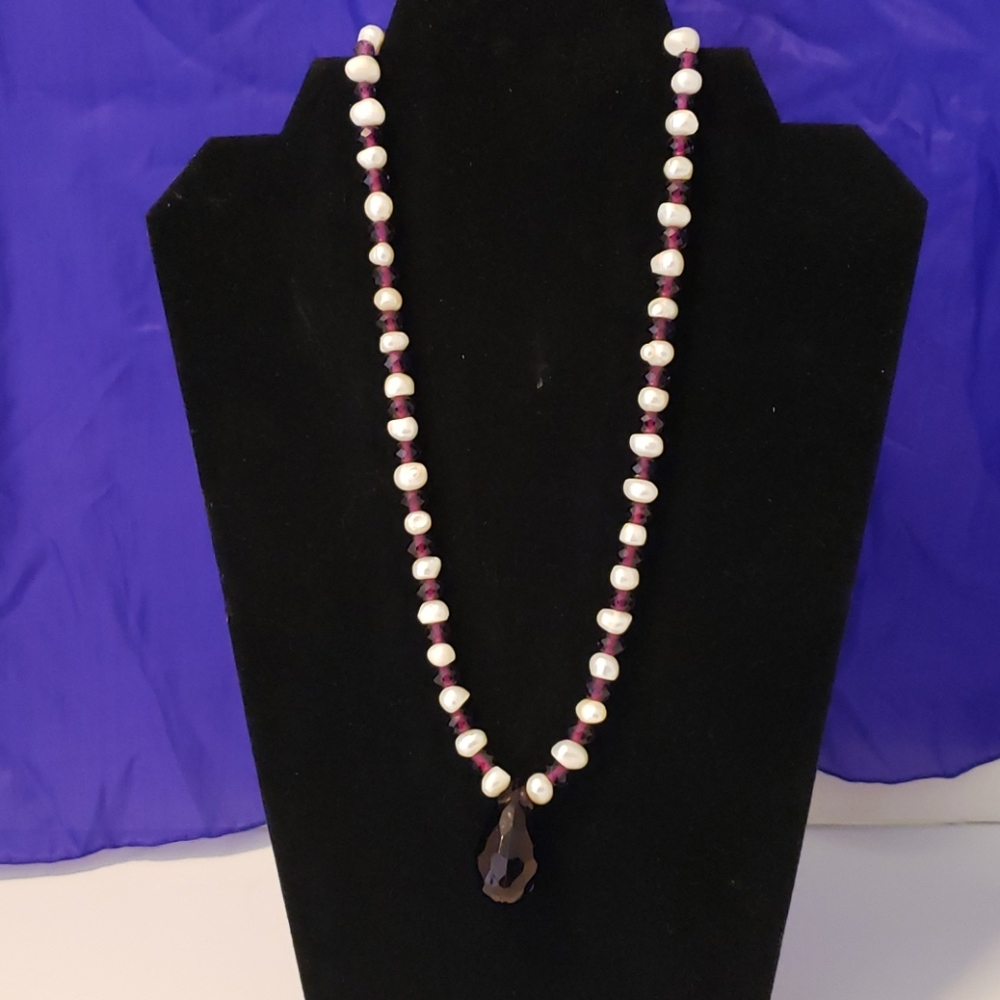 Fresh Water Pearl and Purple Necklace